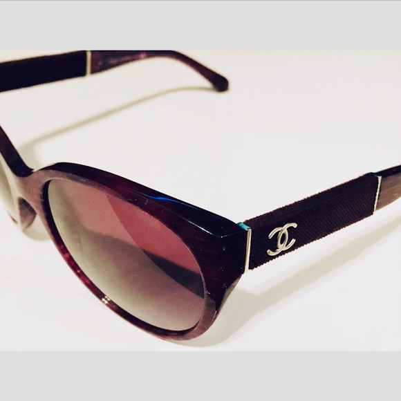 CHANEL CatEye Velvet Violet Stripe Sunglasses NWOT